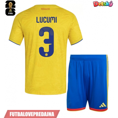 Lacne Dětský Futbalové dres Kolumbia Jhon Lucumi #3 MS 2026 Krátky Rukáv - Domáci (+ trenírky)